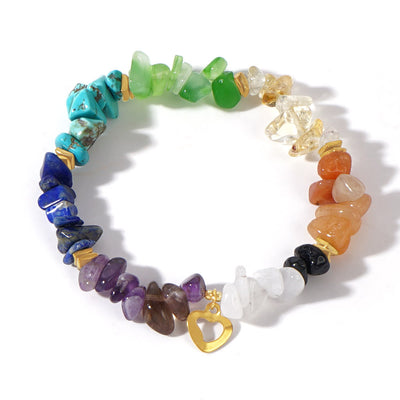 Olivenorma Healing Crystal Rainbow Gravel Cross Stretch Bracelet - image 7
