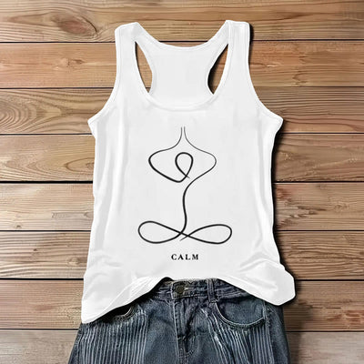 Olivenorma "CALM" & "BREATH" Yoga Tee Spiritual Tank Top - CALM - White - 3XL - image 1