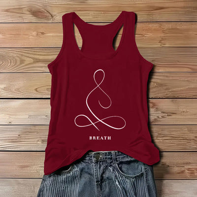 Olivenorma "CALM" & "BREATH" Yoga Tee Spiritual Tank Top - BREATH - Red - 3XL - image 19