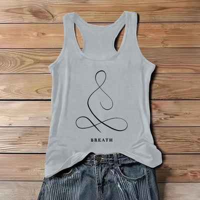 Olivenorma "CALM" & "BREATH" Yoga Tee Spiritual Tank Top - BREATH - Gray - 3XL - image 17