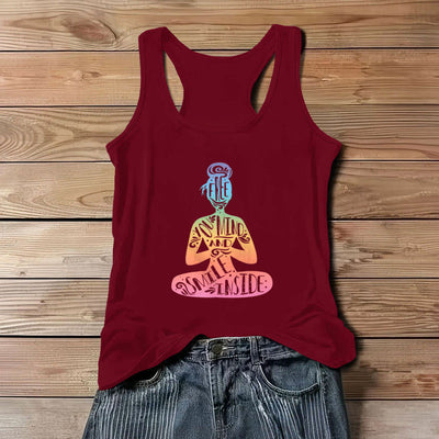 Olivenorma "FREE YOUR MIND AND SMILE INSIDE" Chakra Meditation Tank Top - Red - 3XL - image 1