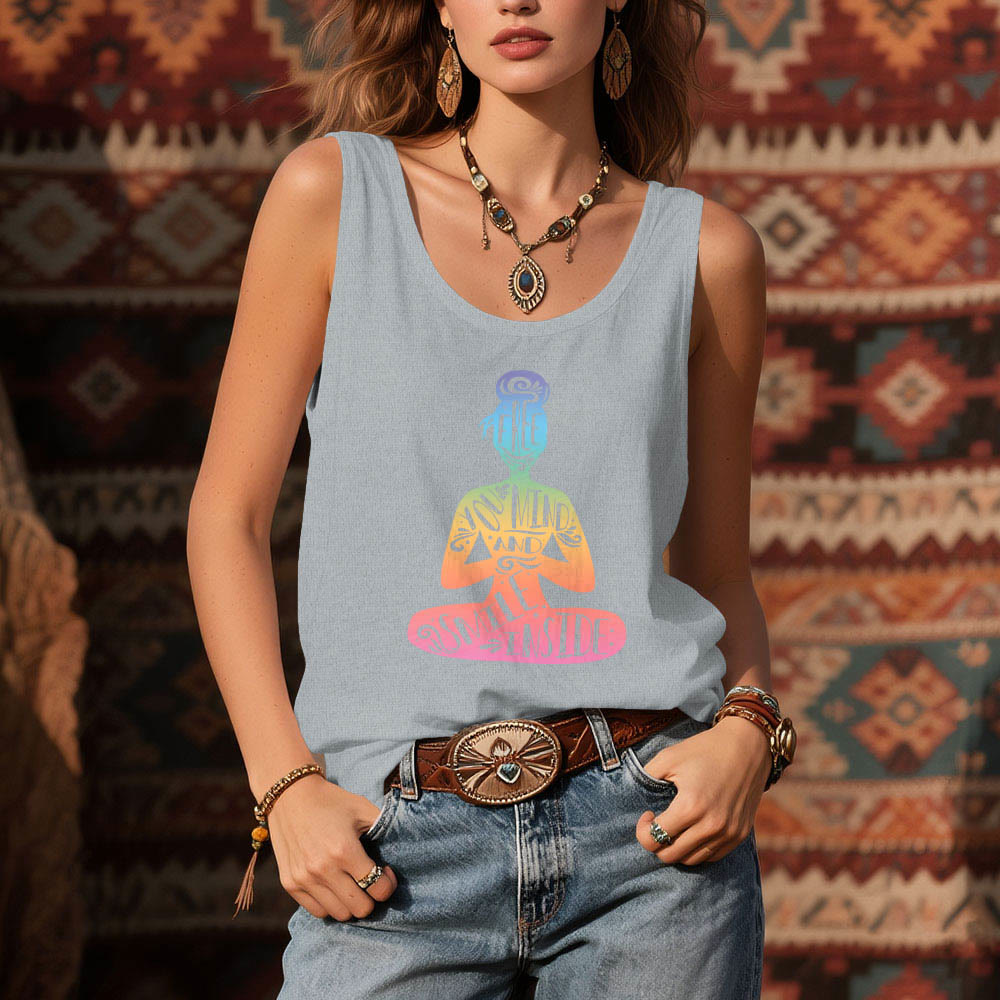 Olivenorma "FREE YOUR MIND AND SMILE INSIDE" Chakra Meditation Tank Top - image 11