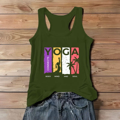Olivenorma "YOGA CONNECTS BODY MIND AND SOUL" Women's Graphic Tank Top - Green - 3XL - image 7