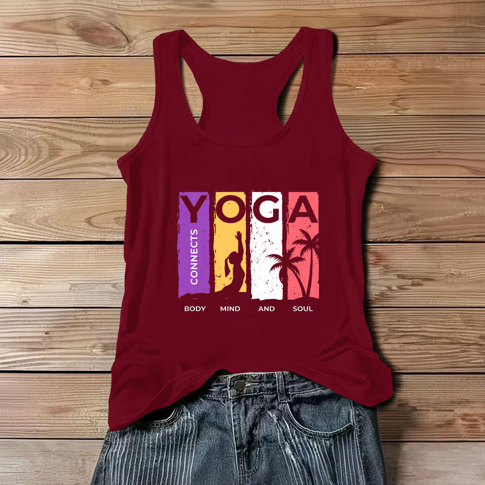 Olivenorma "YOGA CONNECTS BODY MIND AND SOUL" Women's Graphic Tank Top - Red - 3XL - image 5