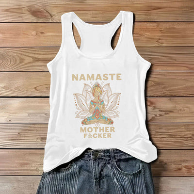 Olivenorma "NAMASTE MOTHER F*CKER" Lotus Meditation Tank Top Spiritual Shirt - White - 3XL - image 6