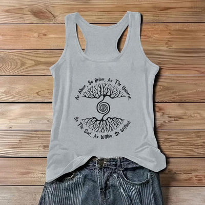Olivenorma "As Above, So Below" Tree of Life Ladies Shirt Comfort Tank Top - Gray - 3XL - image 10