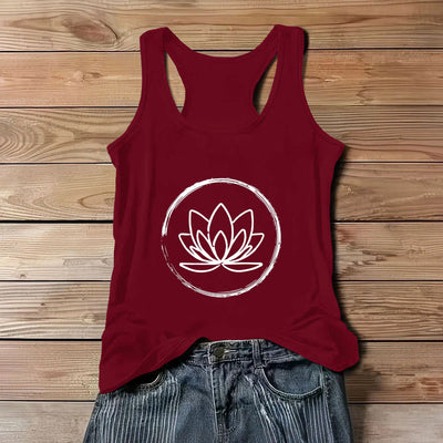 Olivenorma Lotus Flowers Peaceful Spiritual Tank Top - Red - 3XL - image 1