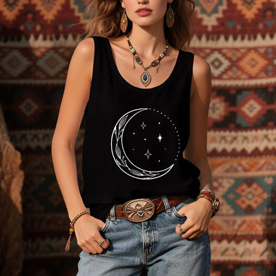 Olivenorma Crescent Moon Stars Celestial Ladies Shirt Yoga Tank Top - image 2