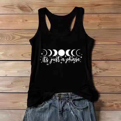 Olivenorma "it's just a phase" Positive Thoughts Soft Comfort Tank T-Shirt - Black - 3XL - image 1