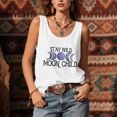 Olivenorma "STAY WILD, MOON CHILD" Moon Phase Soft Spiritual Tank Tee - image 2