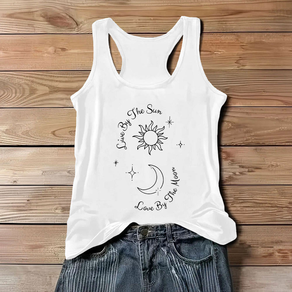 Olivenorma "Live By The Sun, Love By The Moon" Moon & Sun Comfort Tank Top - White - 3XL - image 6