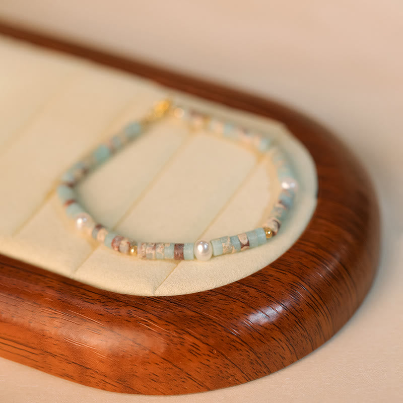 Olivenorma Natural Rhodochrosite Attract Love Beaded Bracelet - Agalmatolite - image 9