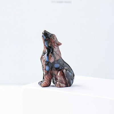 Olivenorma Natural Crystal Little Wolf Boy Gemstone Decoration - Blue Flash Stone - image 28
