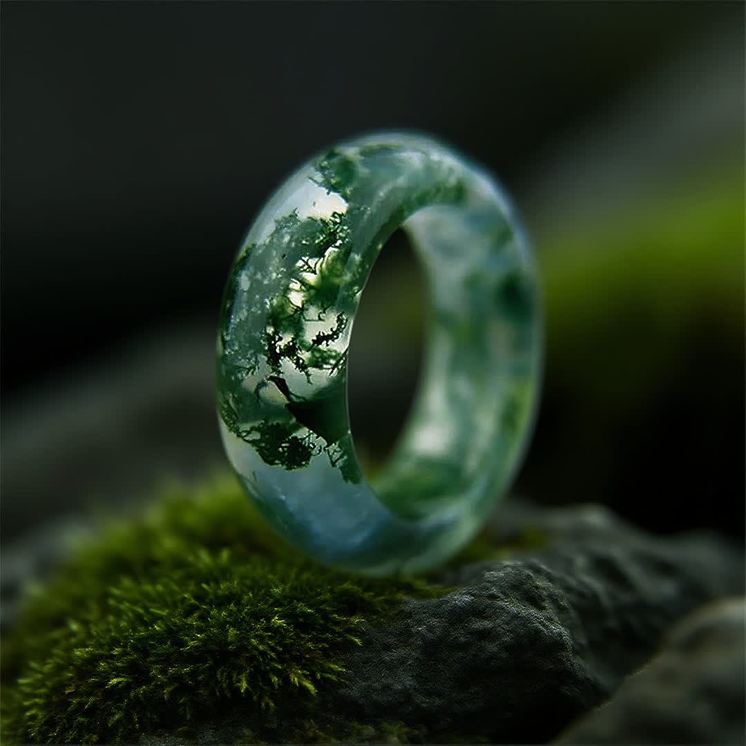 Olivenorma"Whispers of the Grove" Moss Agate Ring - image 4