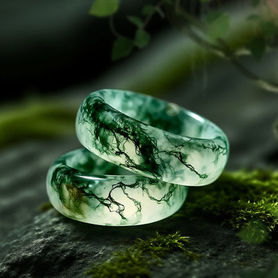 Olivenorma"Whispers of the Grove" Moss Agate Ring - US 11 - image 1