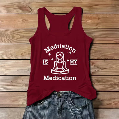 Olivenorma "MEDITATION IS MY MEDICATION" Yoga Tee Tank Top Shirt - Red - 3XL - image 9