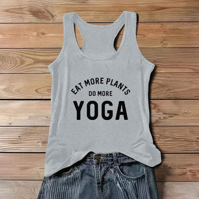Olivenorma "EAT MORE PLANTS, DO MORE YOGA" Sleeveless T-Shirts Tank - Gray - 3XL - image 9