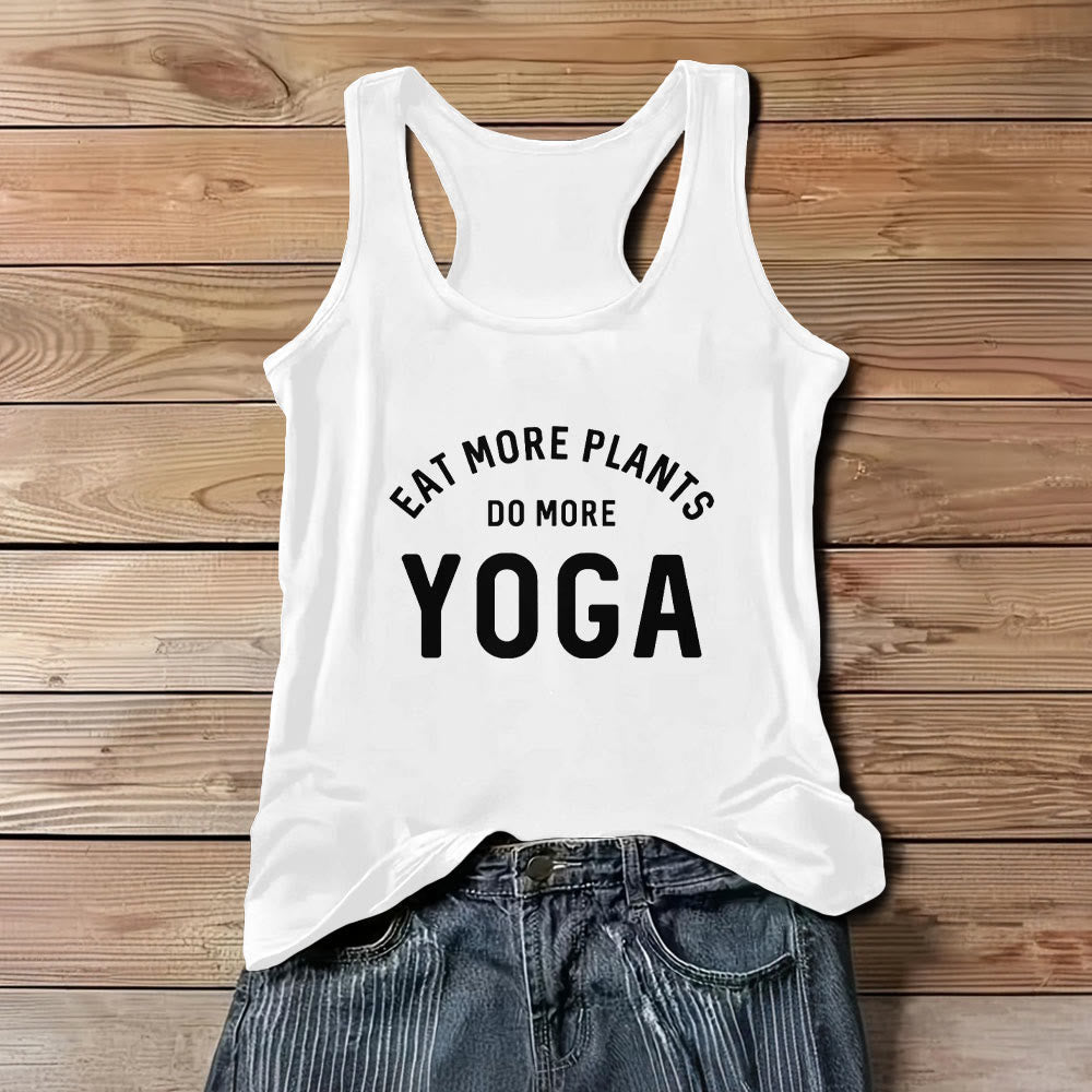 Olivenorma "EAT MORE PLANTS, DO MORE YOGA" Sleeveless T-Shirts Tank - White - 3XL - image 7