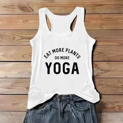 Olivenorma "EAT MORE PLANTS, DO MORE YOGA" Sleeveless T-Shirts Tank - White - 3XL - image 7