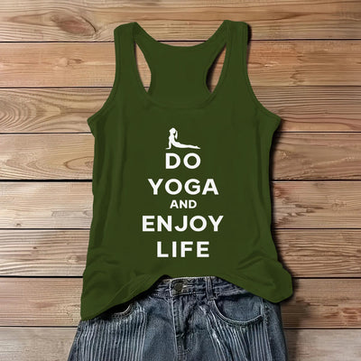 Olivenorma "DO YOGA AND ENJOY LIFE" Spiritual Tee Soft Sleeveless Women Tank - Green - 3XL - image 1