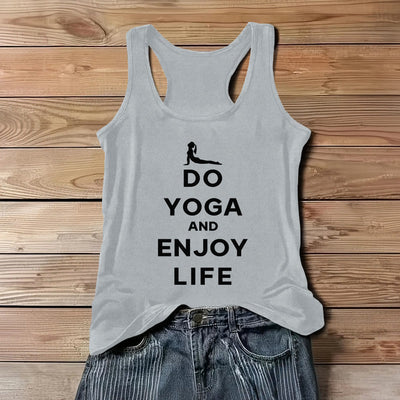 Olivenorma "DO YOGA AND ENJOY LIFE" Spiritual Tee Soft Sleeveless Women Tank - Gray - 3XL - image 9