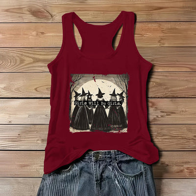 Olivenorma "GIRLS WILL HELP GIRLS" Girls' Power Witches Spiritual Sleeveless T-Shirt - Red - 3XL - image 1