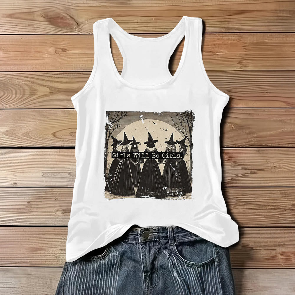 Olivenorma "GIRLS WILL HELP GIRLS" Girls' Power Witches Spiritual Sleeveless T-Shirt - White - 3XL - image 7