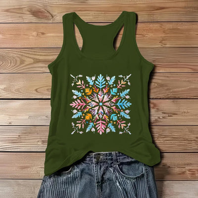 Olivenorma Colorful Mandala Flower Summer T-Shirts for Women Spiritual Tank - Green - 3XL - image 11