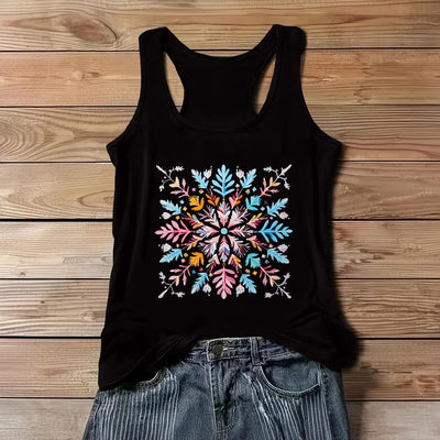 Olivenorma Colorful Mandala Flower Summer T-Shirts for Women Spiritual Tank - Black - 3XL - image 5