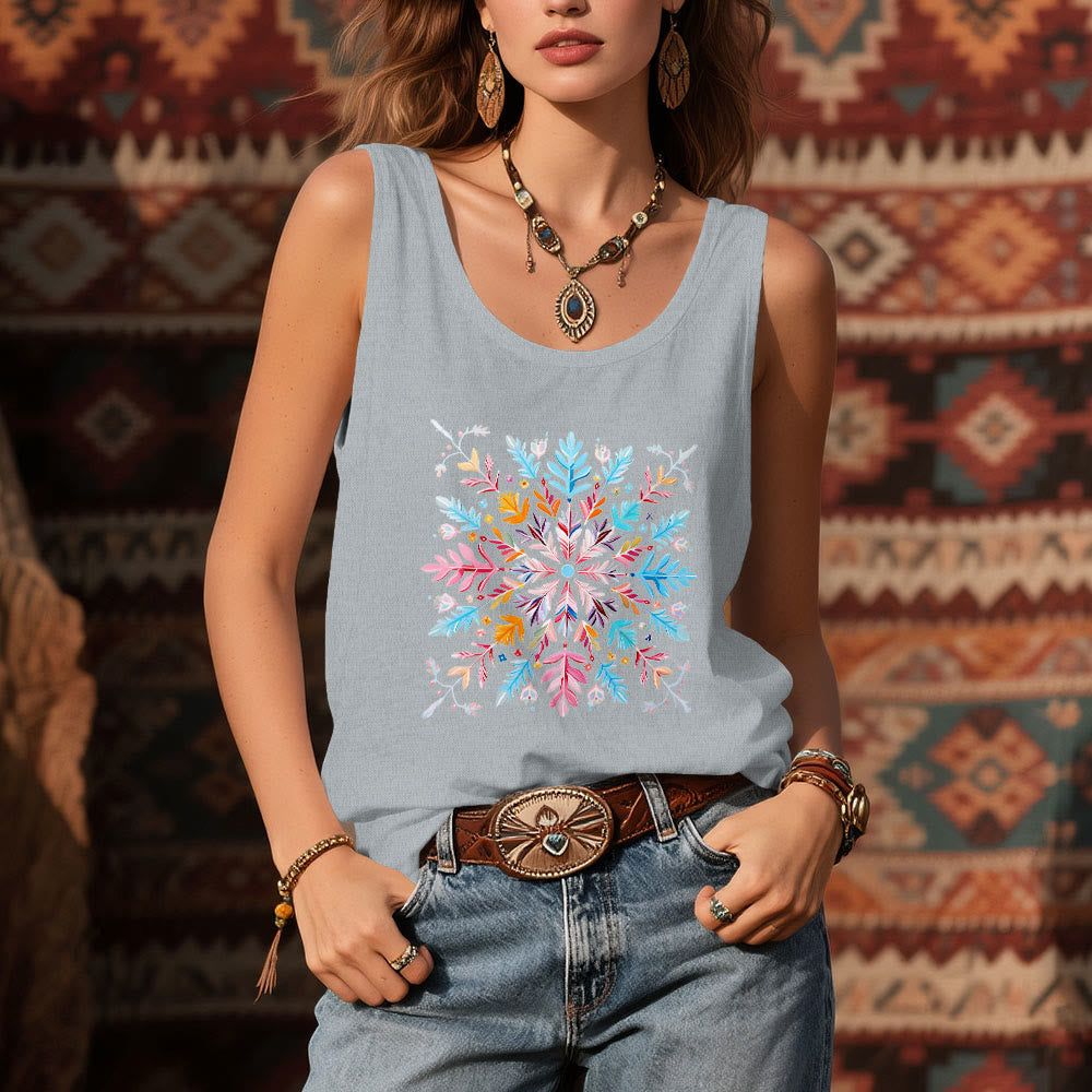 Olivenorma Colorful Mandala Flower Summer T-Shirts for Women Spiritual Tank - image 8