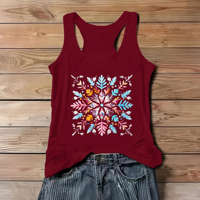 Olivenorma Colorful Mandala Flower Summer T-Shirts for Women Spiritual Tank - Red - 3XL - image 9