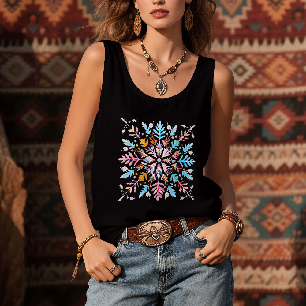 Olivenorma Colorful Mandala Flower Summer T-Shirts for Women Spiritual Tank - image 6