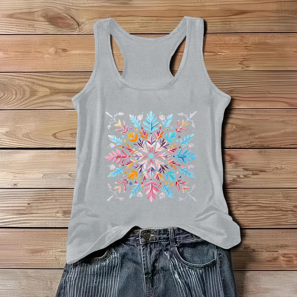 Olivenorma Colorful Mandala Flower Summer T-Shirts for Women Spiritual Tank - Gray - 3XL - image 7