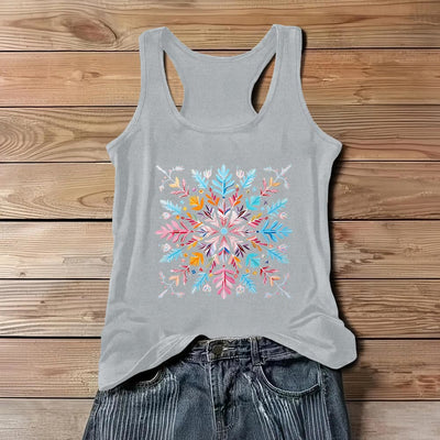 Olivenorma Colorful Mandala Flower Summer T-Shirts for Women Spiritual Tank - Gray - 3XL - image 7
