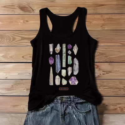 Olivenorma "ROCK CRYSTALS" Minerals Raw Gemstones Ladies Sleeveless T-Shirt   - Black - 3XL - image 5