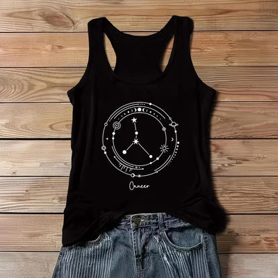 Olivenorma 12 Constellations Zodiac Star Map Black T-Shirts Tank Top - Cancer - 3XL - image 1