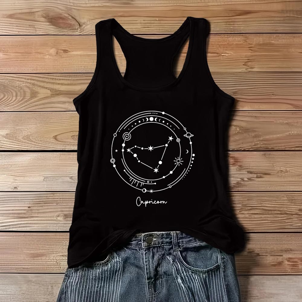 Olivenorma 12 Constellations Zodiac Star Map Black T-Shirts Tank Top - Capricorn - 3XL - image 10