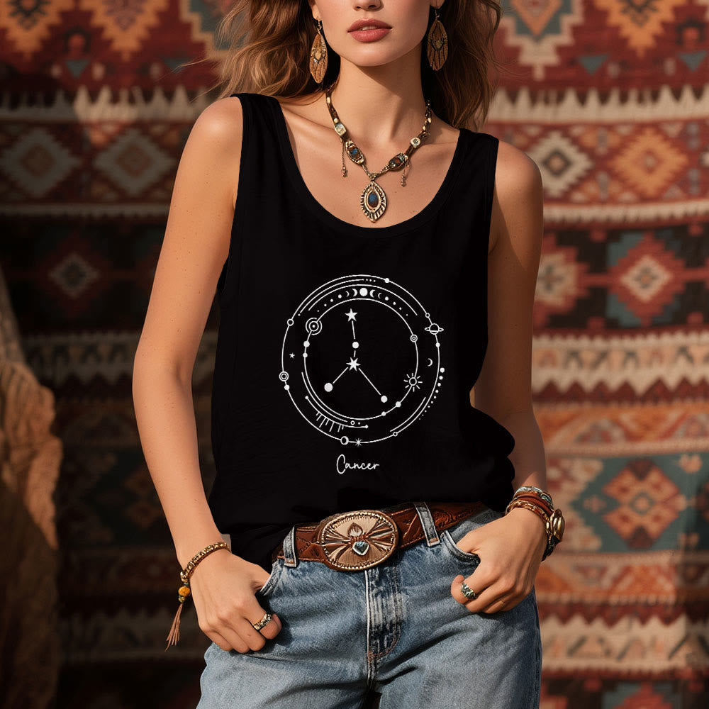 Olivenorma 12 Constellations Zodiac Star Map Black T-Shirts Tank Top - image 2