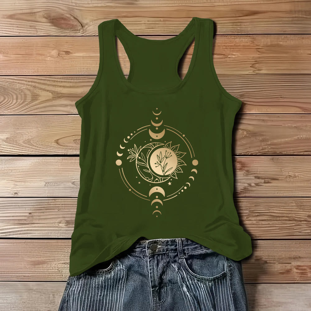 Olivenorma Moom Phase Women's Scoop Neck Tank Top Regular Fit T-Shirt - Green - 3XL - image 11