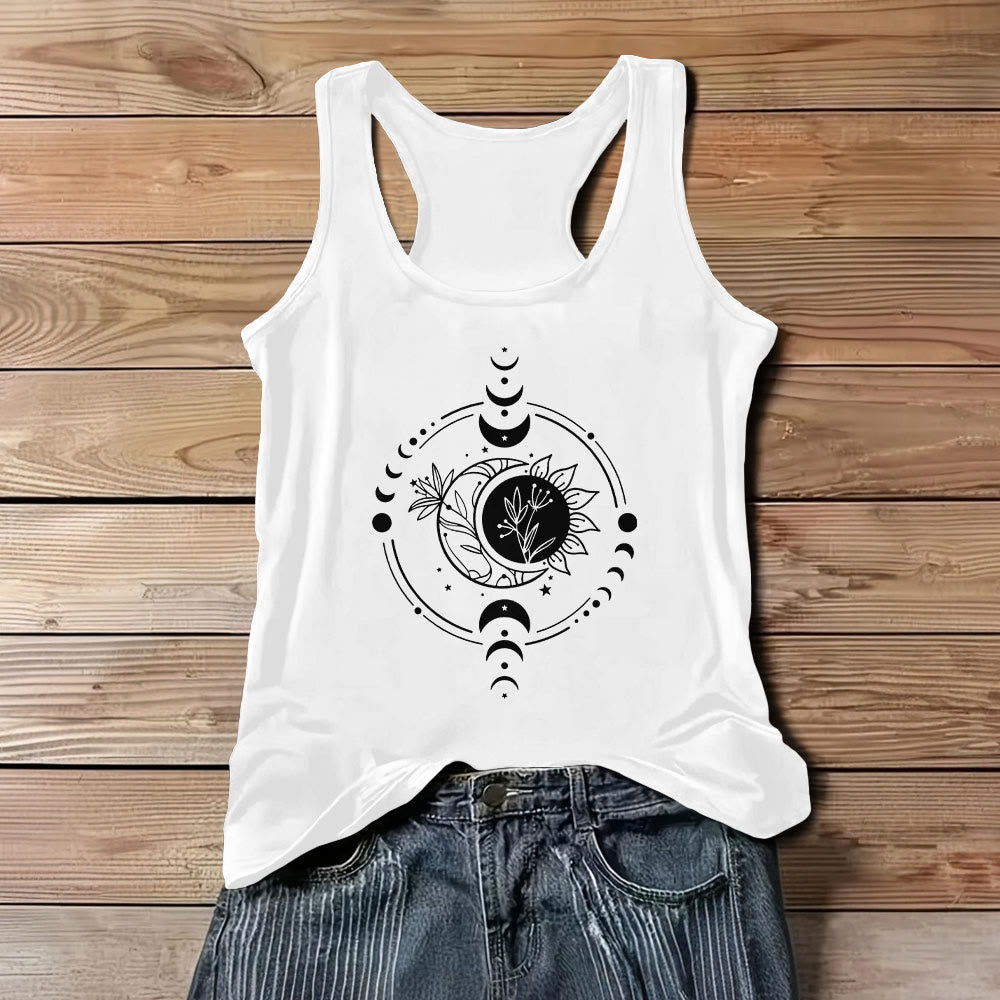 Olivenorma Moom Phase Women's Scoop Neck Tank Top Regular Fit T-Shirt - White - 3XL - image 5