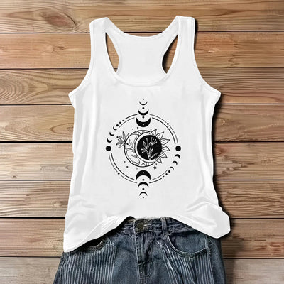 Olivenorma Moom Phase Women's Scoop Neck Tank Top Regular Fit T-Shirt - White - 3XL - image 5