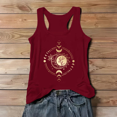 Olivenorma Moom Phase Women's Scoop Neck Tank Top Regular Fit T-Shirt - Red - 3XL - image 9