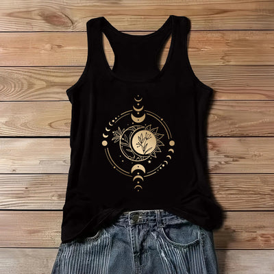 Olivenorma Moom Phase Women's Scoop Neck Tank Top Regular Fit T-Shirt - Black - 3XL - image 1