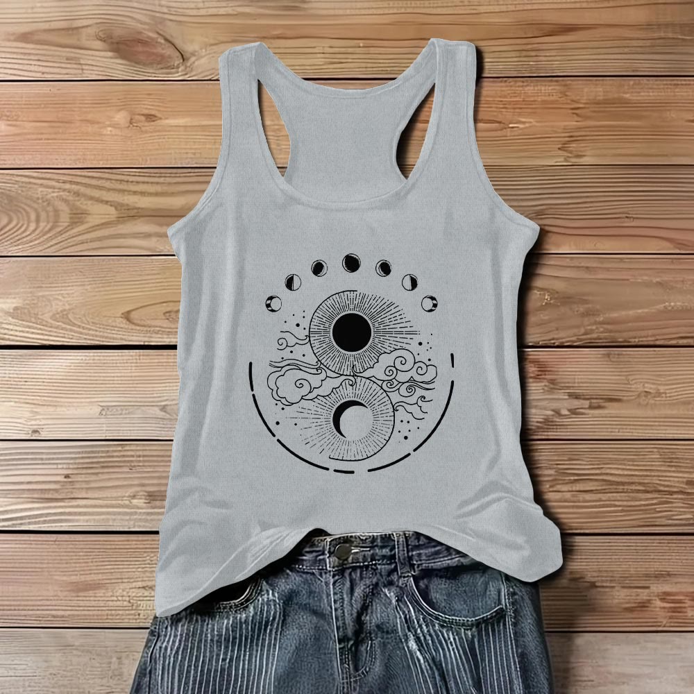 Olivenorma Moon And Sun Mystical Moon Phase Tank Top Boho Sleeveless T-Shirt - Gray - 3XL - image 7