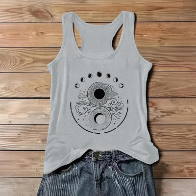 Olivenorma Moon And Sun Mystical Moon Phase Tank Top Boho Sleeveless T-Shirt - Gray - 3XL - image 7