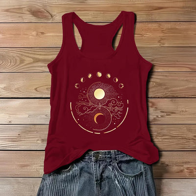 Olivenorma Moon And Sun Mystical Moon Phase Tank Top Boho Sleeveless T-Shirt - Red - 3XL - image 9