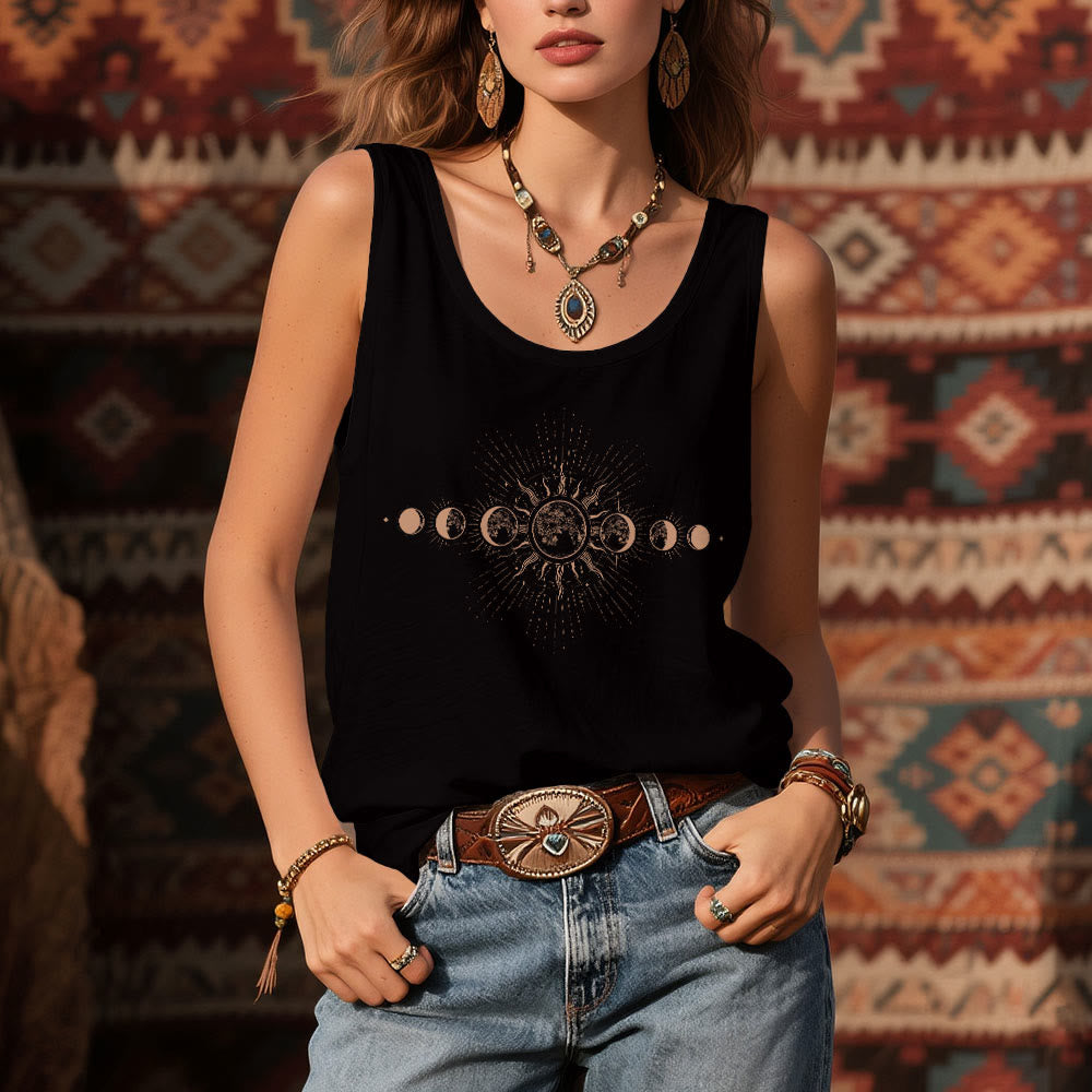 Olivenorma Celestial Mystical Moon Phase Crewneck Sleeveless Women Tank Top Tee - image 6