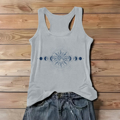 Olivenorma Celestial Mystical Moon Phase Crewneck Sleeveless Women Tank Top Tee - Gray - 3XL - image 1