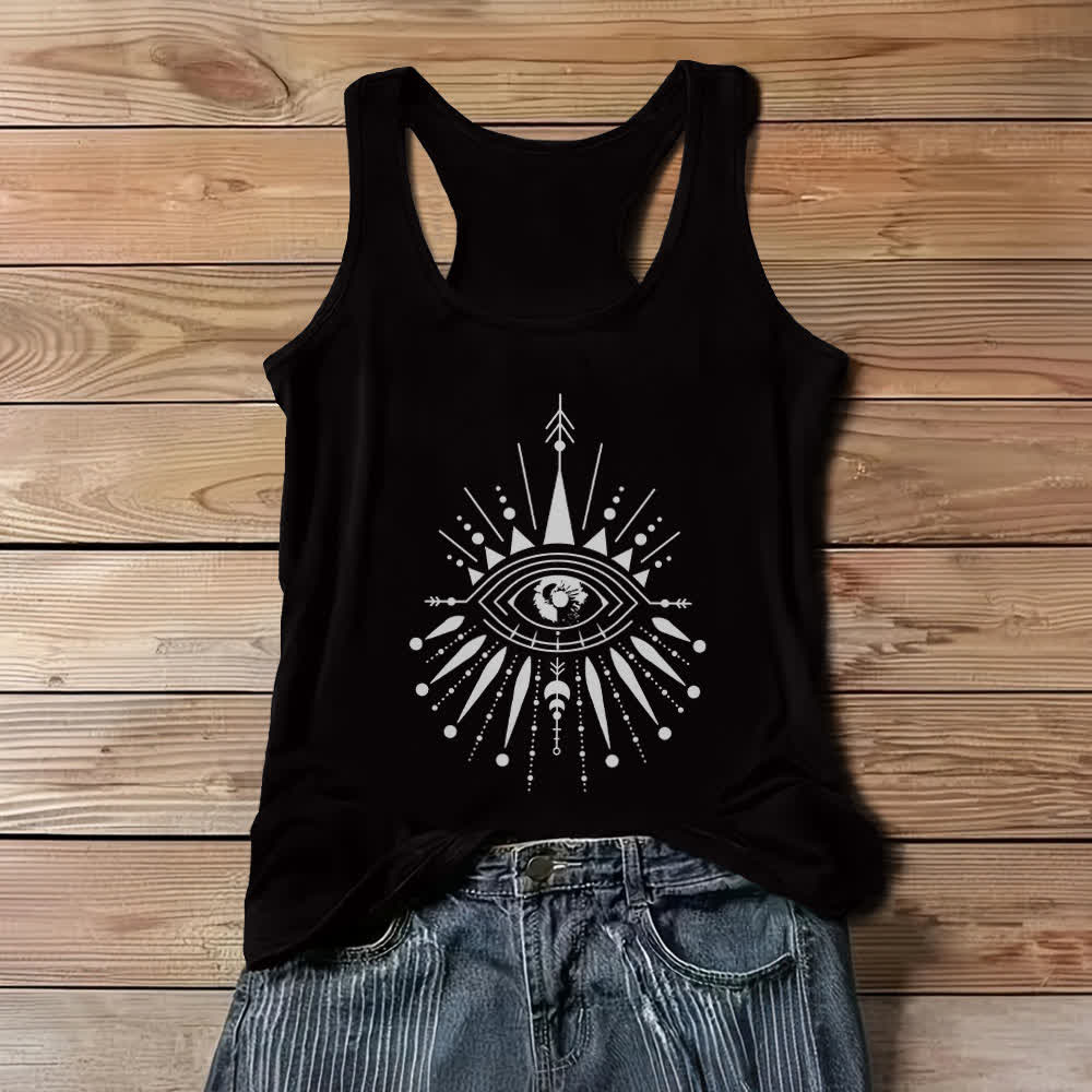 Olivenorma Mandala Eye Flowy Women's Tank Top - Black - 3XL - image 3