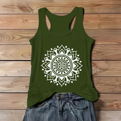 Olivenorma Boho Mandala Flowy Womens Flowy Tank Top - Green - 3XL - image 9